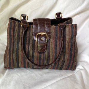 Tapestry bag with faux Crocodile details